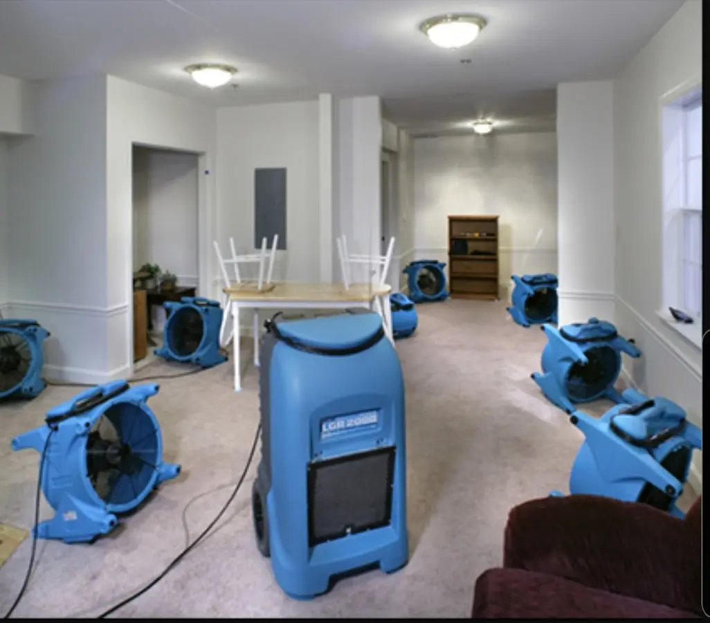 Air movers and dehumidifier setup for Water Extraction & Removal in Du Quoin